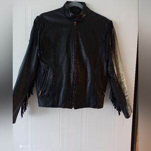 Leather biker style vintage jacket